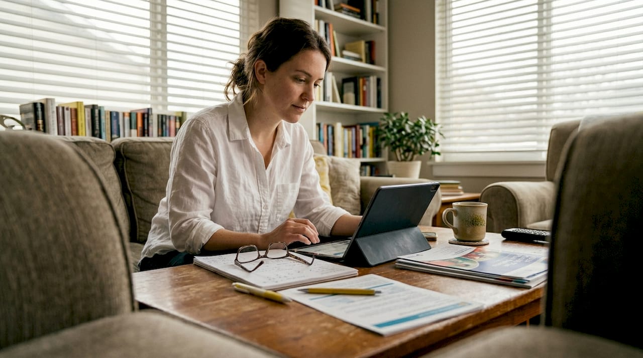 Person reviewing health plan provider networks
