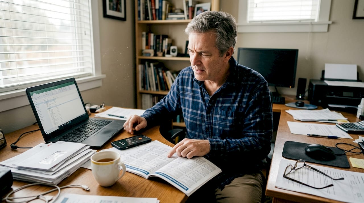 Man calling eye doctor confirming insurance