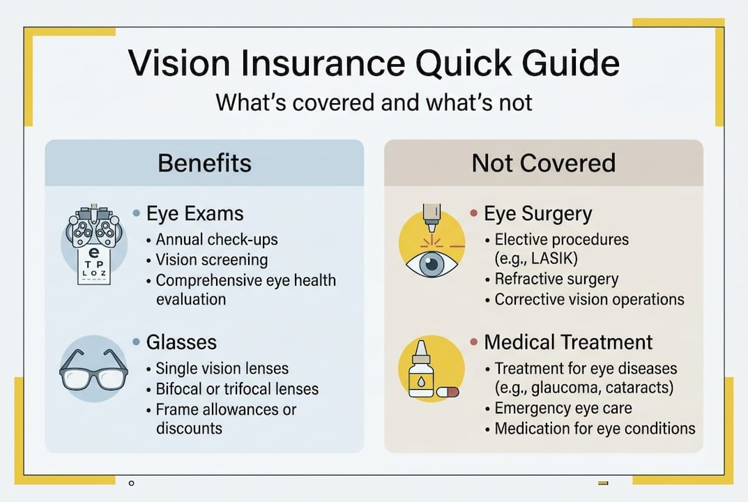 Infographic showing vision insurance benefits vs limits