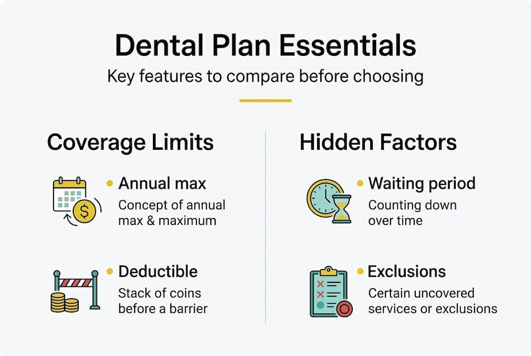 Infographic showing key dental insurance features