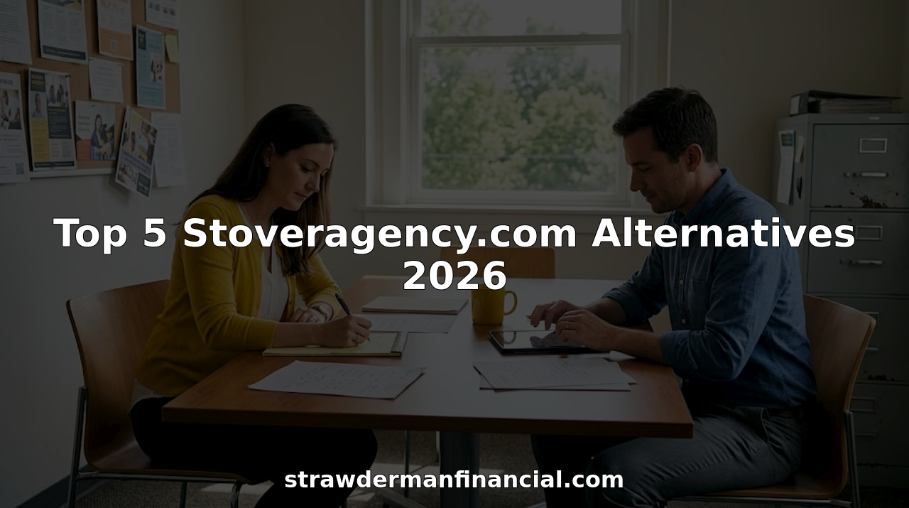 Two professionals discussing insurance alternatives at office table