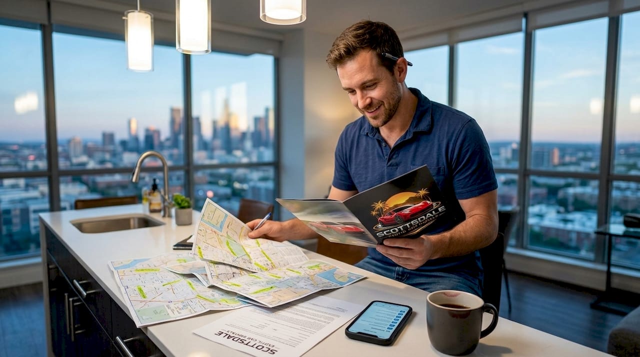 Man selecting exotic car for travel