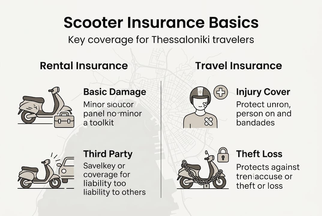 Infographic summarizing Thessaloniki scooter insurance types