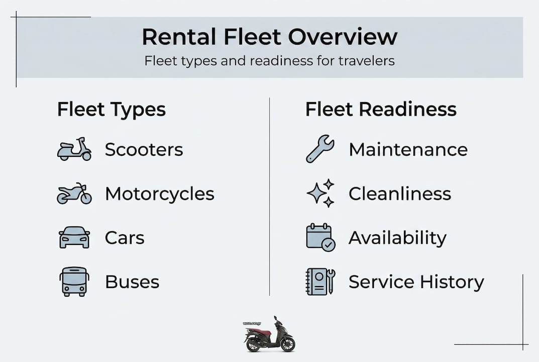 Infographic showing rental fleet types and readiness