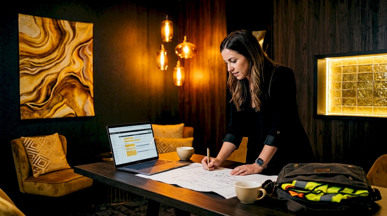 Event planner reviewing fire performance schedule