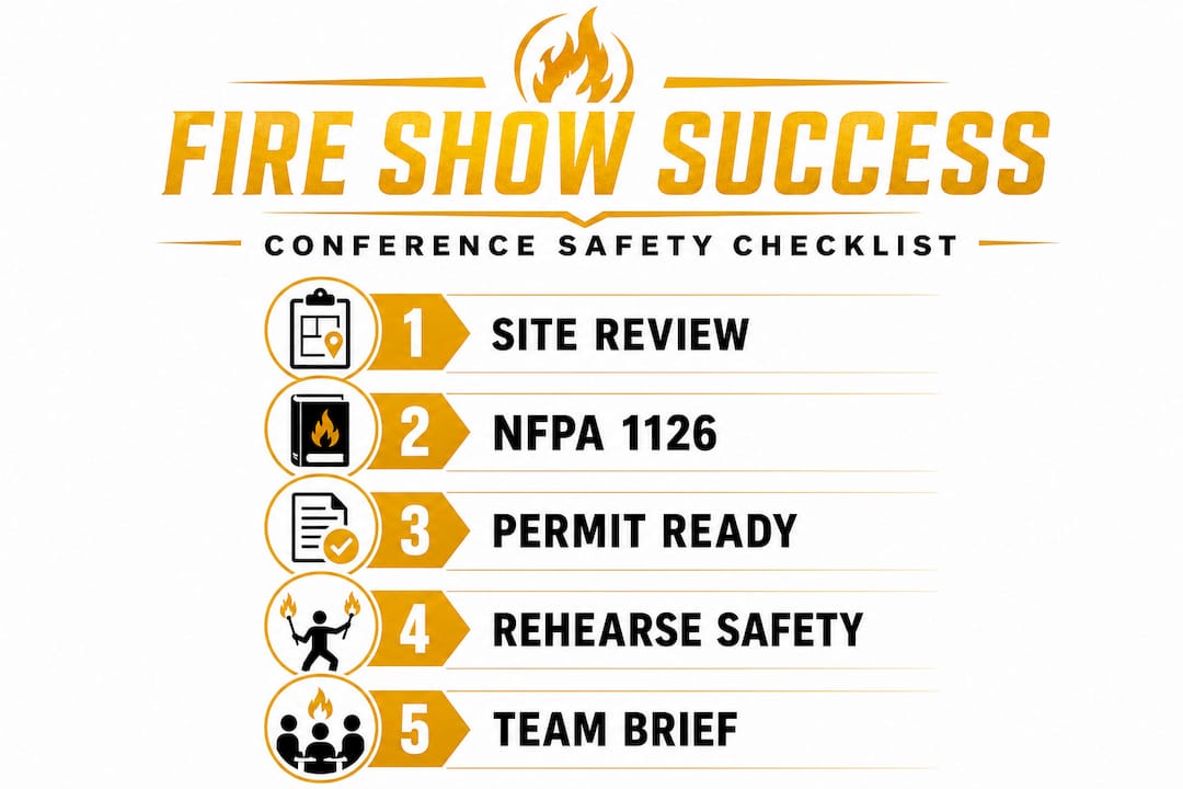 Vertical conference fire show safety checklist infographic