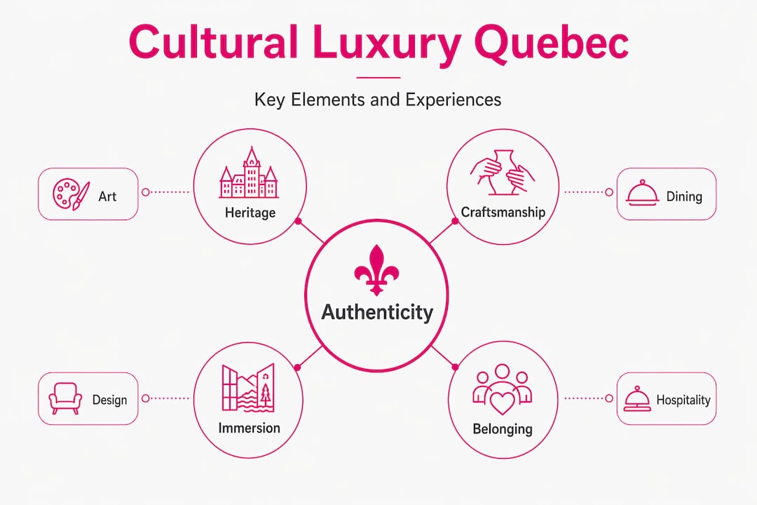 Infographic showing cultural luxury elements in Quebec