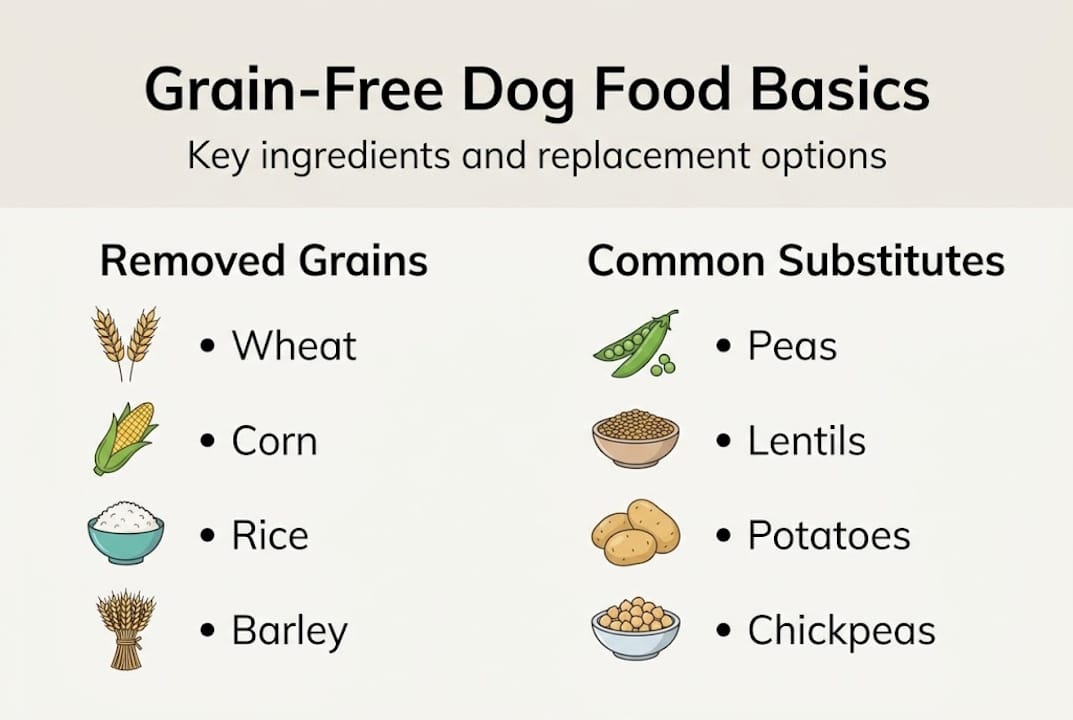Infographic of ingredients in grain-free dog food