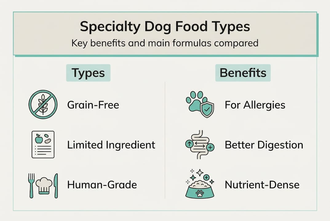 Infographic showing main specialty types and benefits