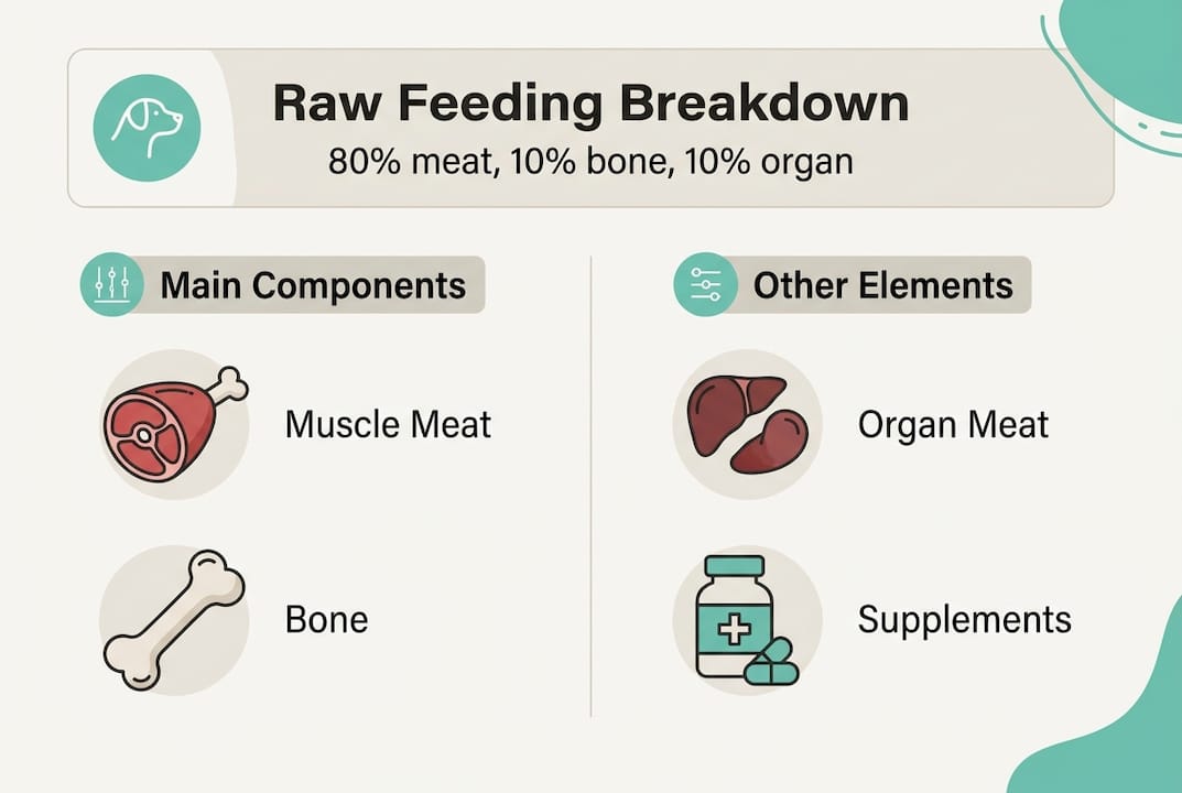 Infographic of 80 10 10 raw feeding model
