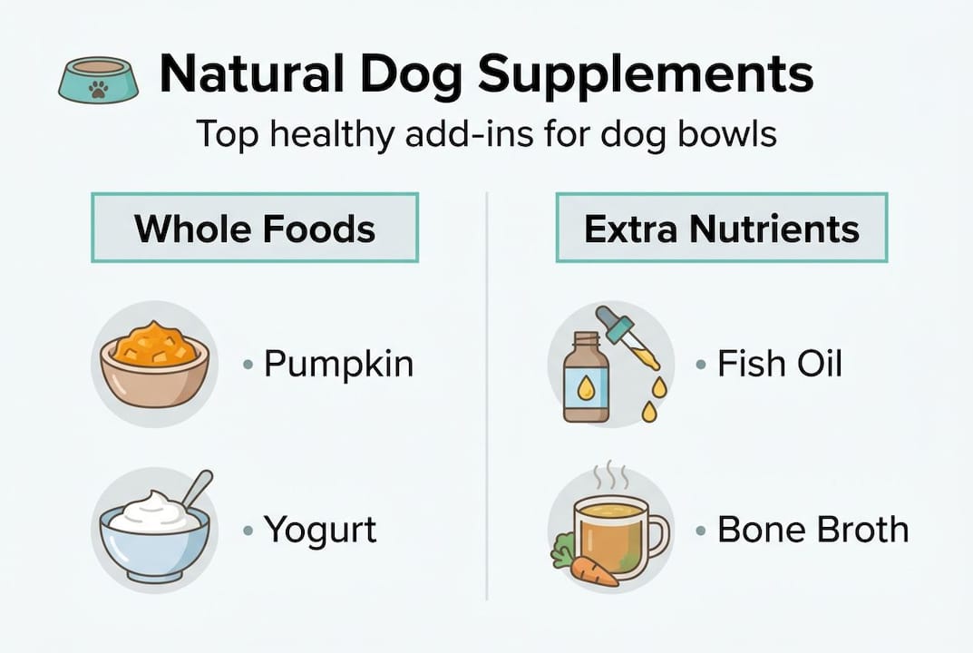 Infographic showing natural dog supplement options