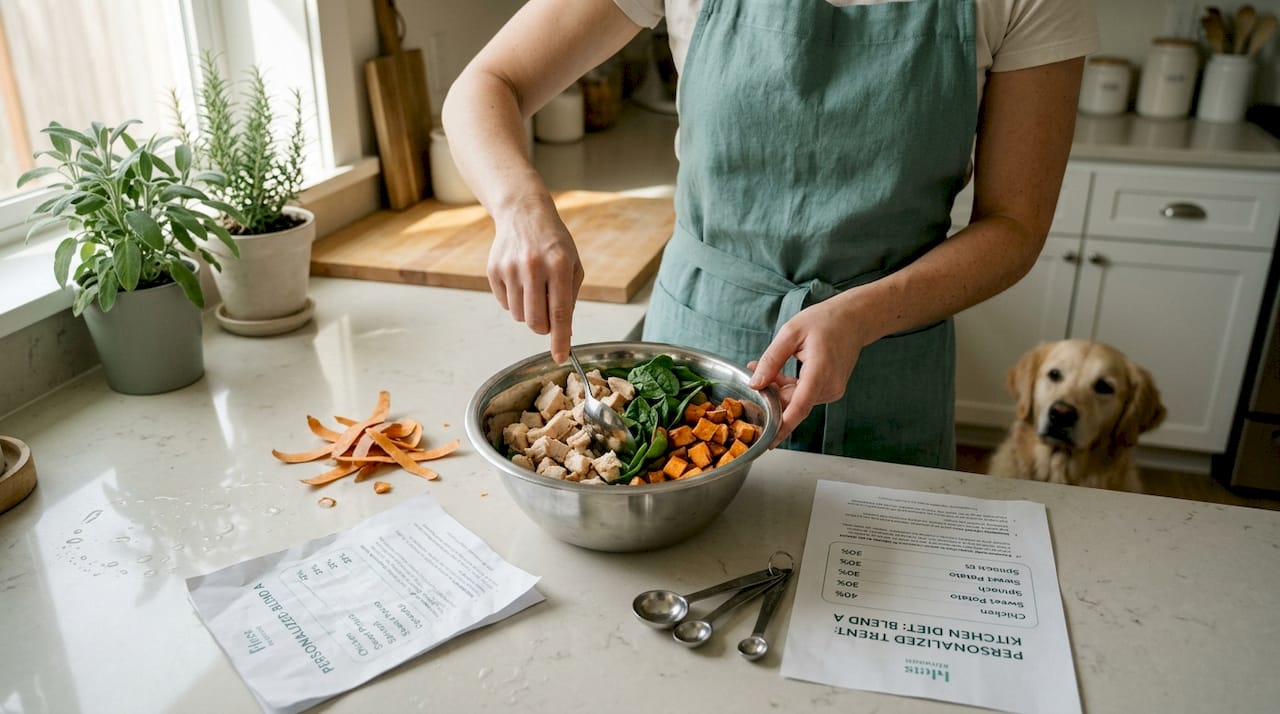 Preparing personalized dog meal ingredients