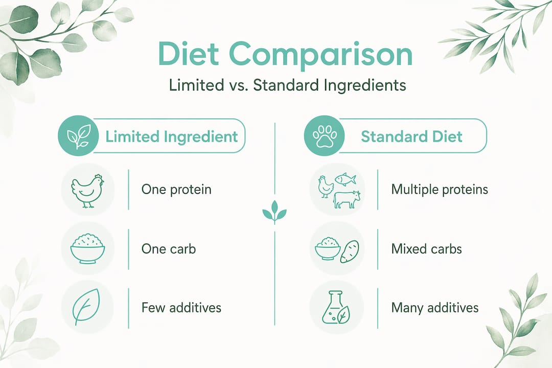 Comparative infographic of dog food ingredients