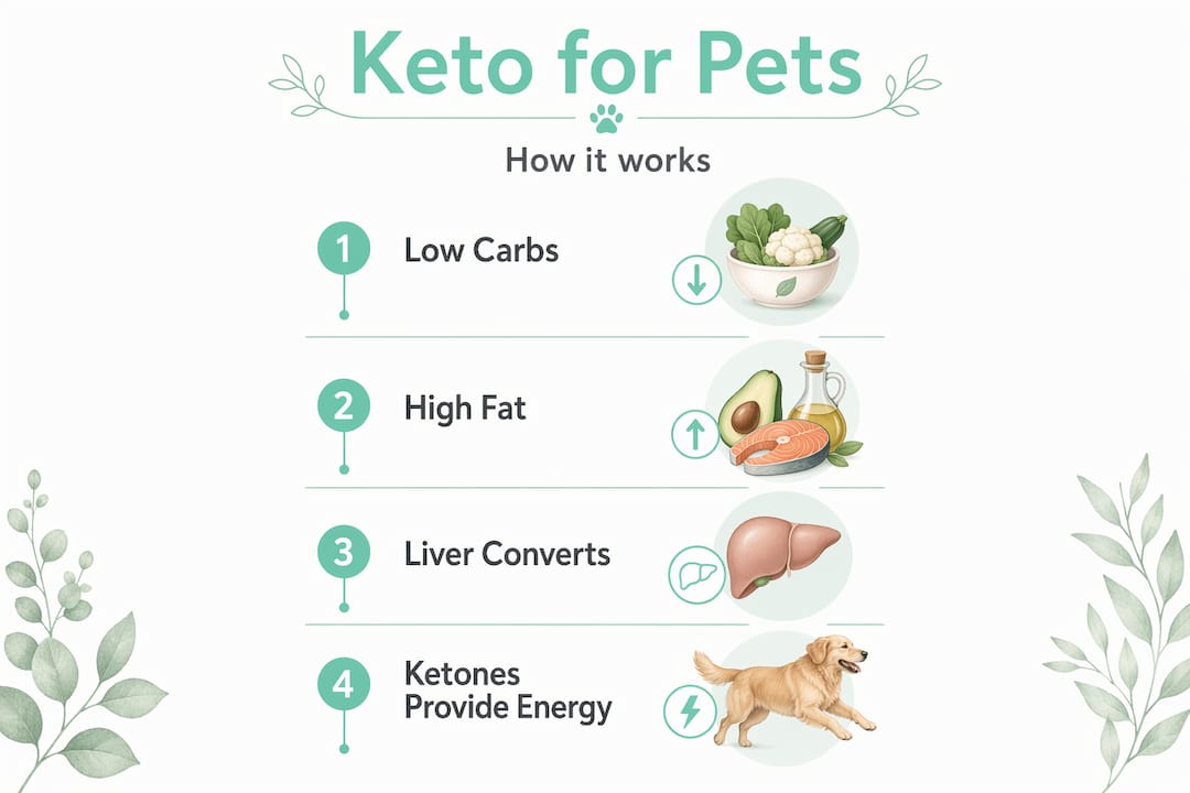 Vertical flow chart of keto process for pets