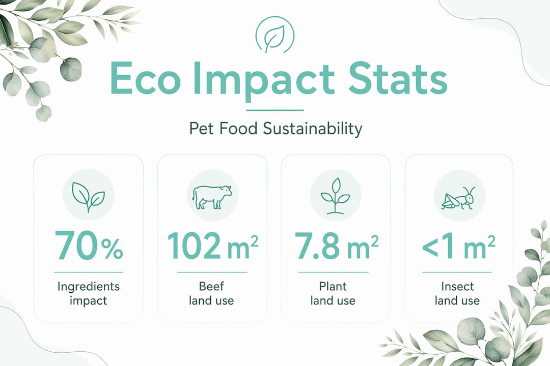 Infographic showing land use and impact of pet food ingredients