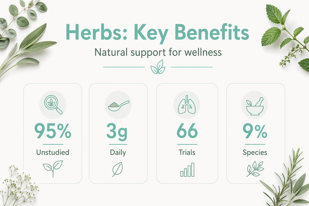 Infographic showing headline statistics about herbal health benefits