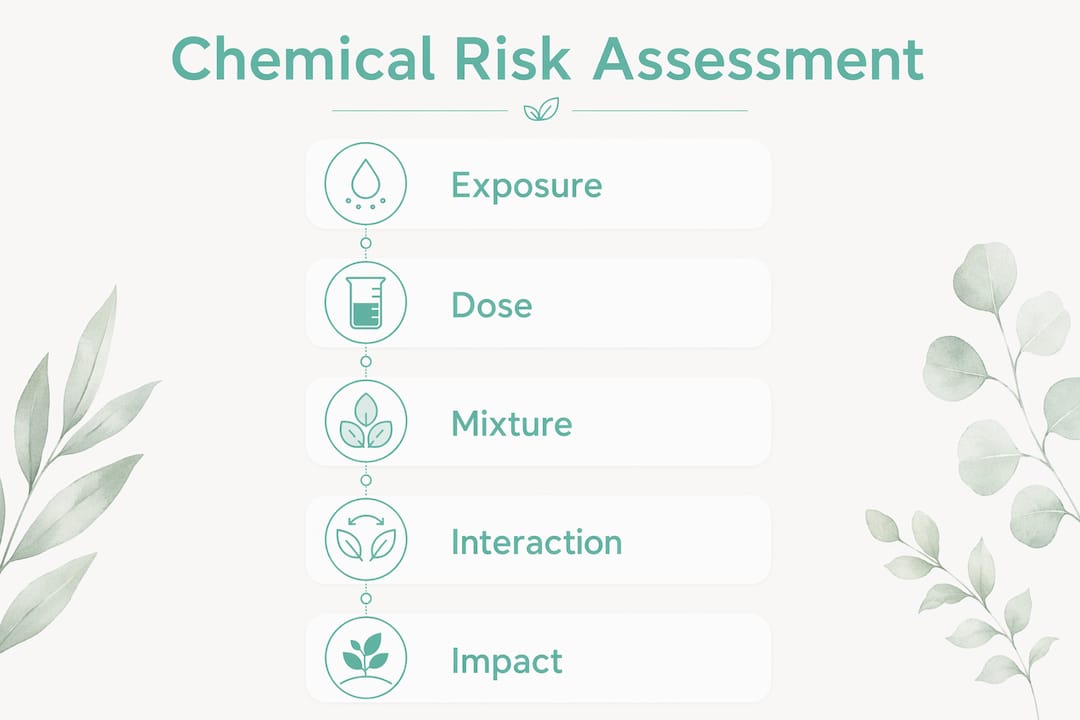 Infographic illustrating stages of chemical health risk assessment