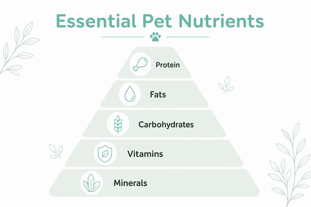 Infographic showing core essential pet nutrients