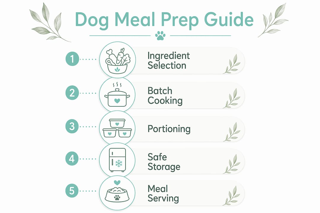Infographic outlining dog meal prep steps