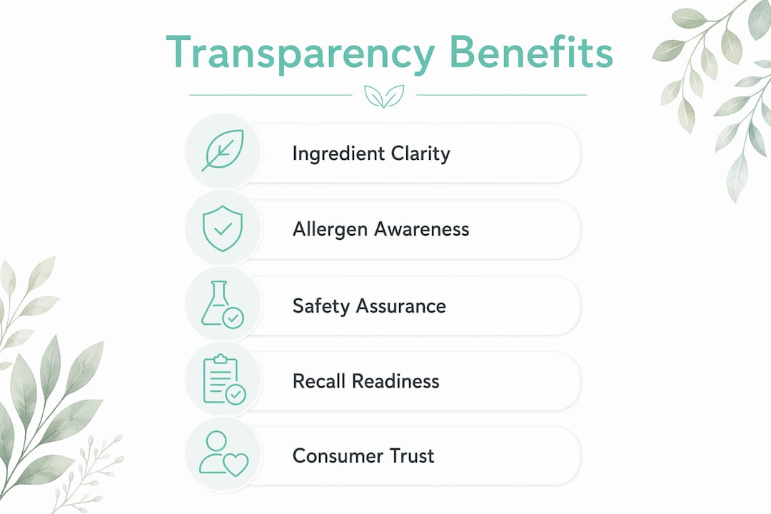Infographic showing transparency benefits in pet food
