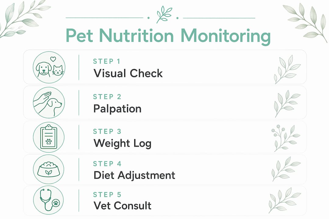 Infographic showing pet nutrition monitoring steps