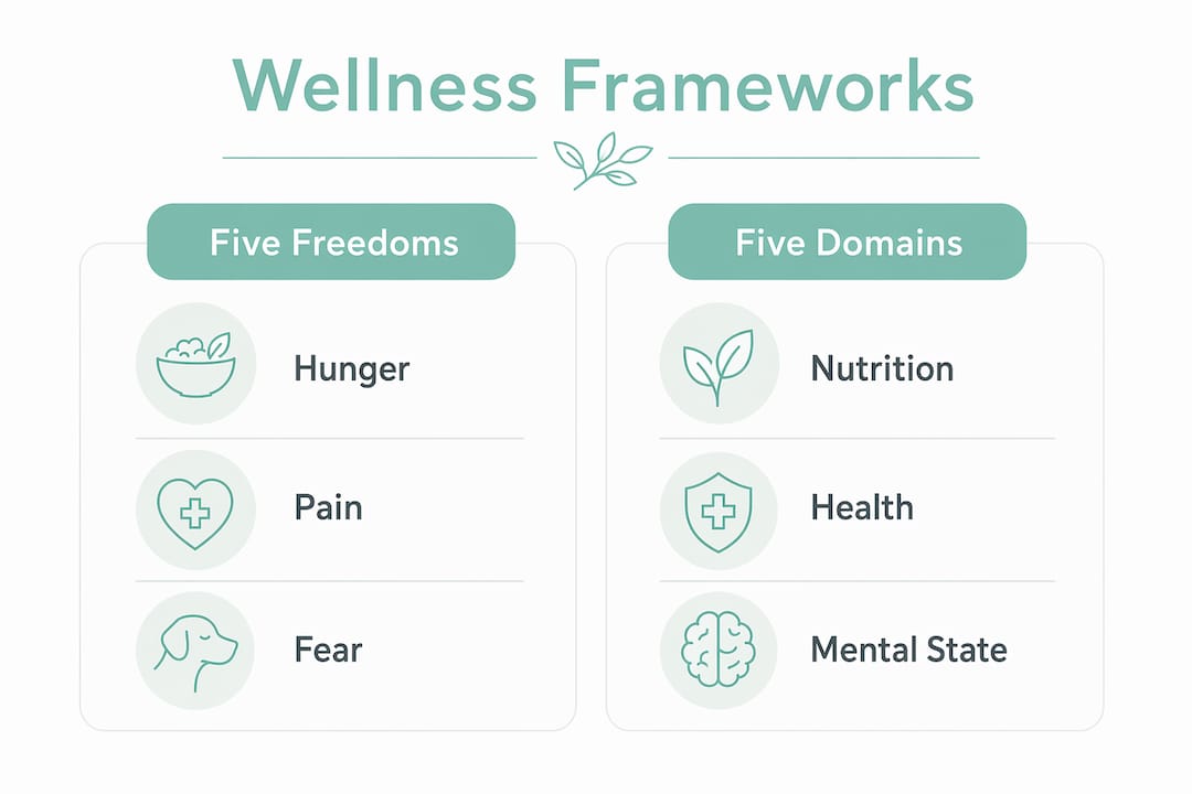 Infographic comparing Two Animal Wellness Frameworks