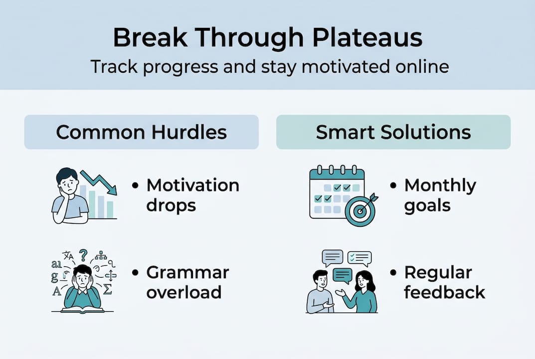 Infographic on overcoming Korean learning plateaus