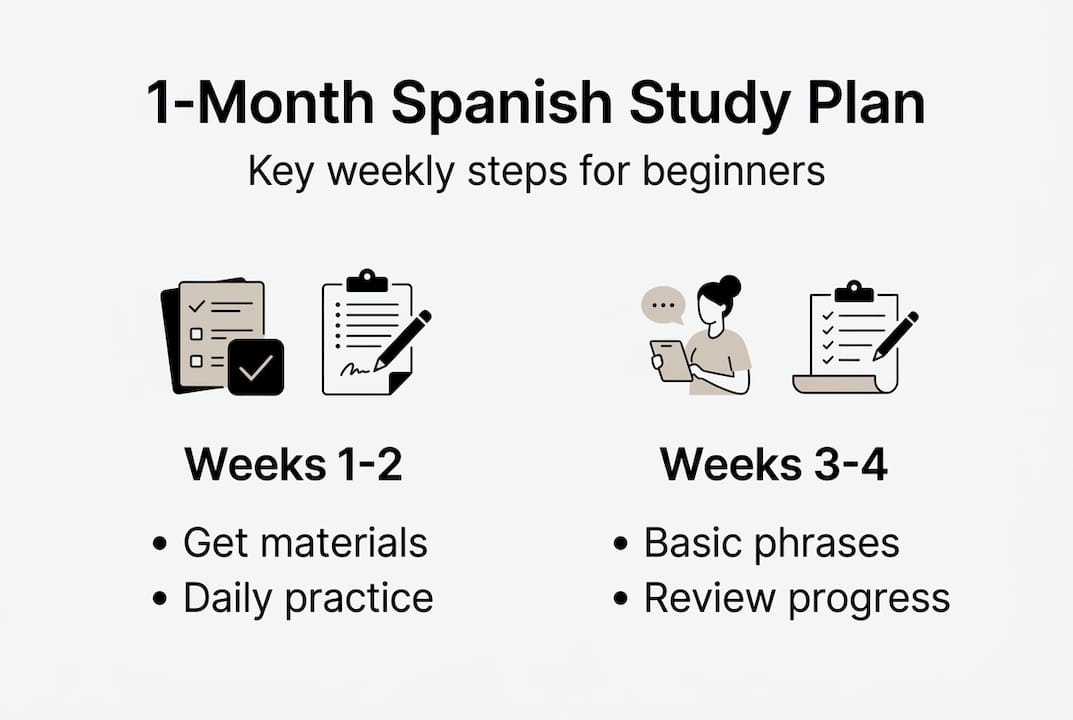 Infographic outlining weekly Spanish study plan