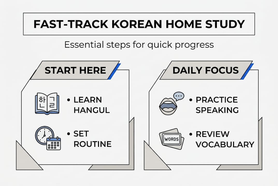 Infographic showing essential Korean study steps