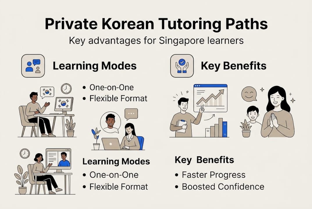 Infographic showing Korean tutoring modes and benefits