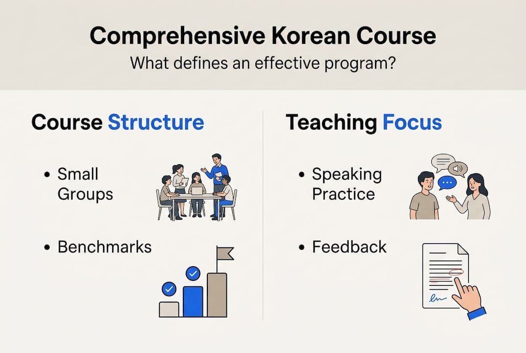 Infographic summarizing effective Korean course traits