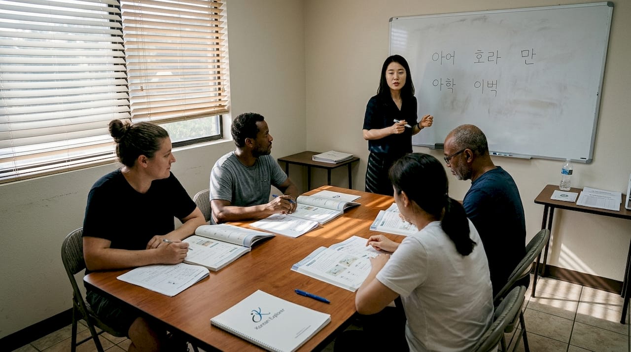 Korean class with teacher and students