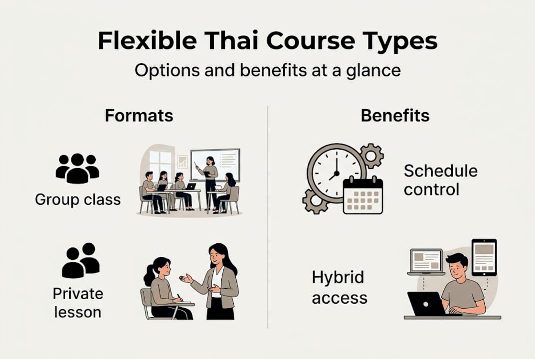 Infographic shows course types and benefits
