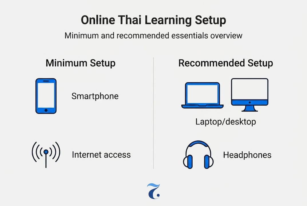 Infographic showing Thai online learning requirements