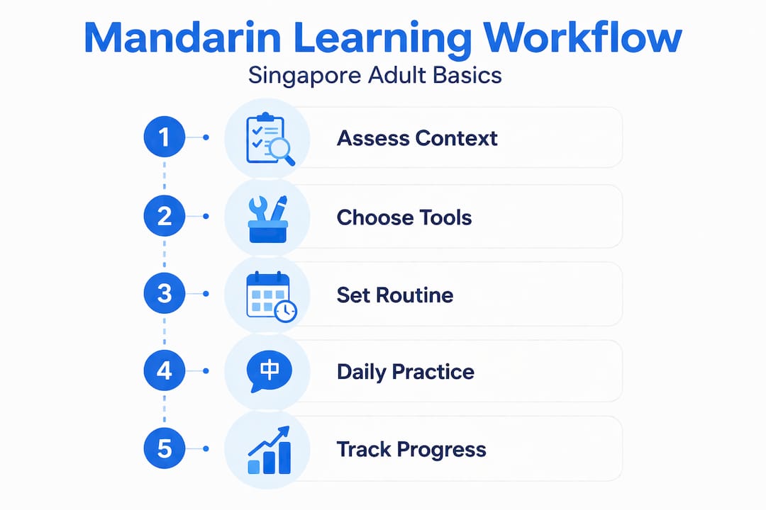 Infographic of Mandarin learning workflow steps