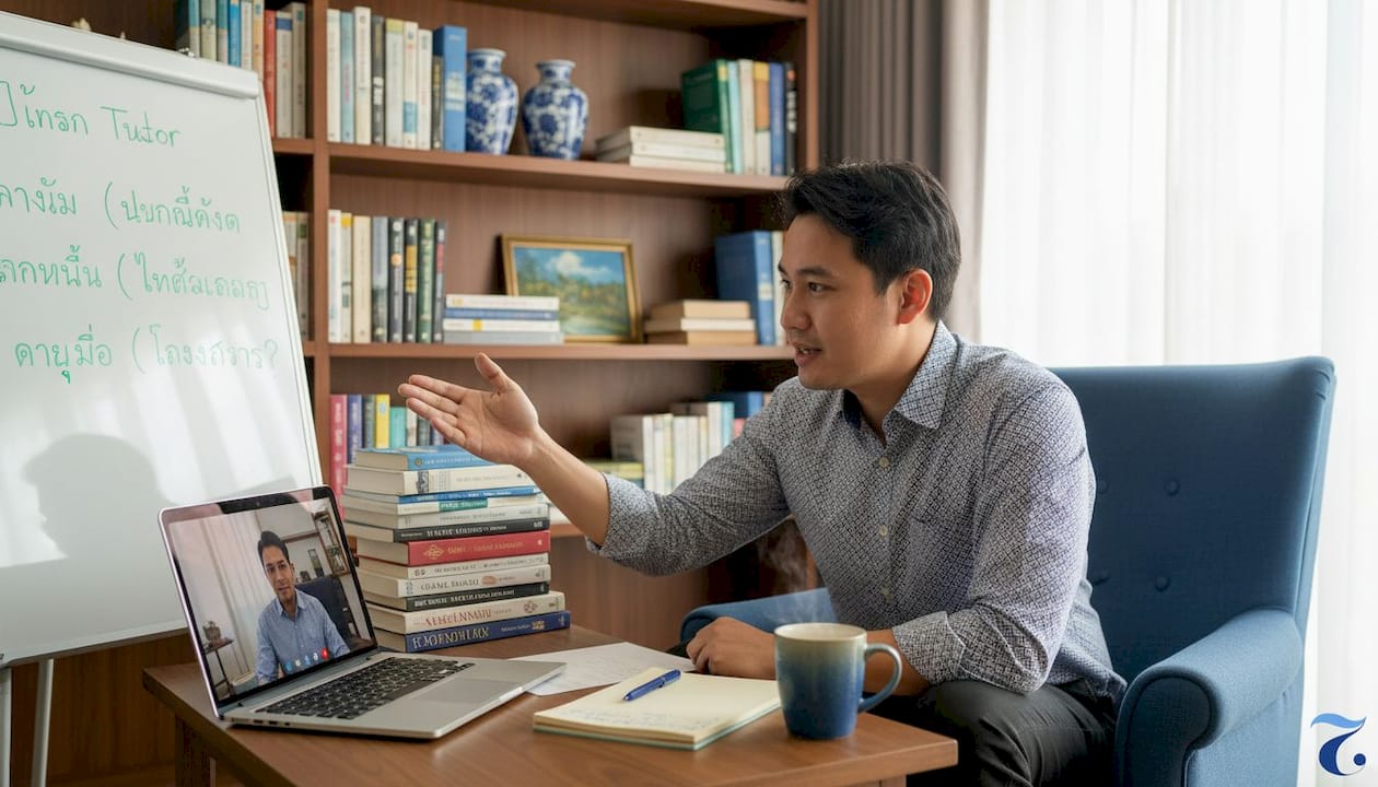 Thai language tutor teaching online session