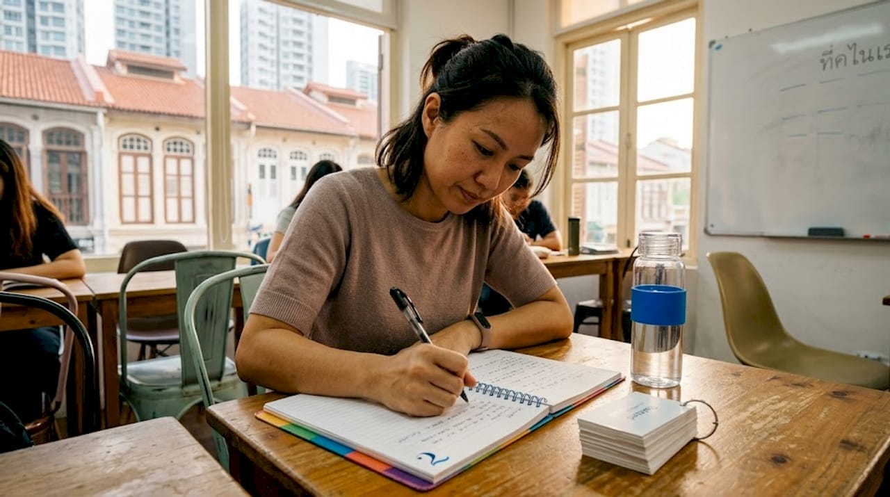 Singapore classroom with Thai lesson materials