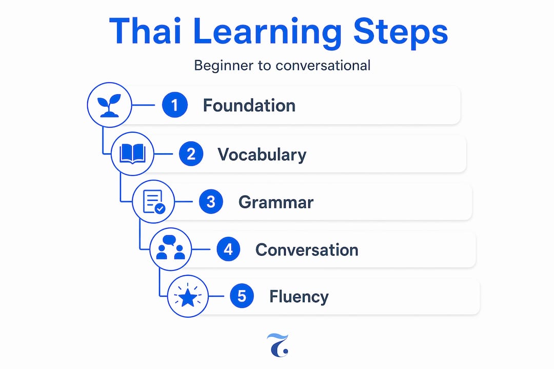 Infographic showing Thai learning stages