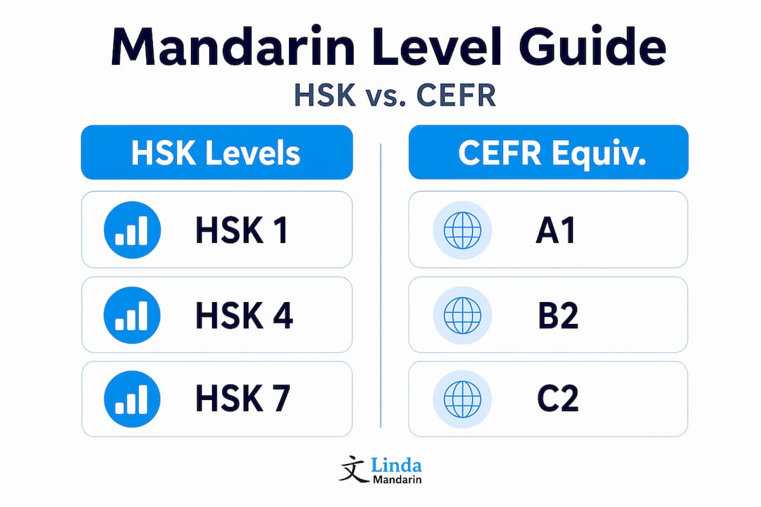 Infographic comparing HSK and CEFR levels
