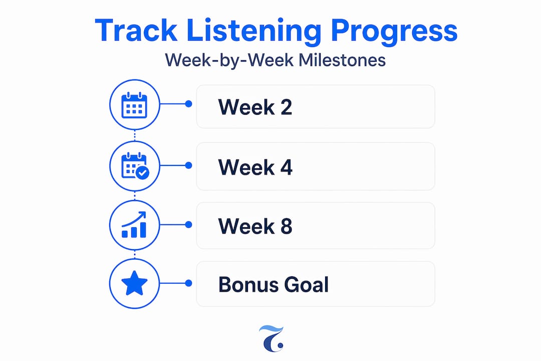 Infographic showing Thai listening progress over weeks