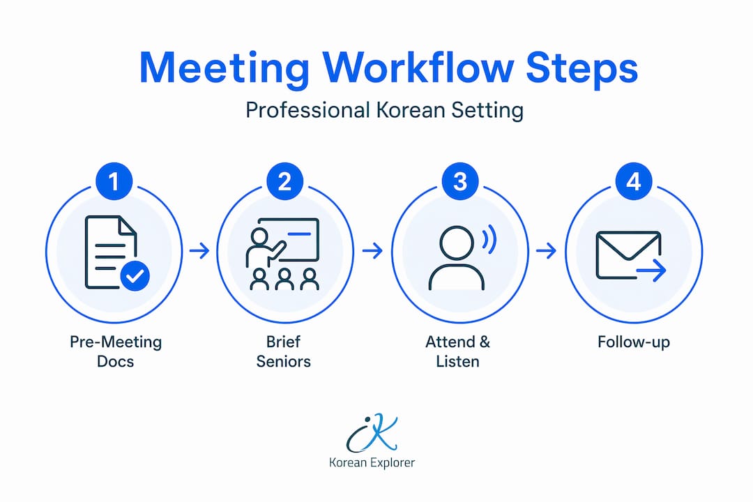 Infographic of Korean business meeting workflow steps
