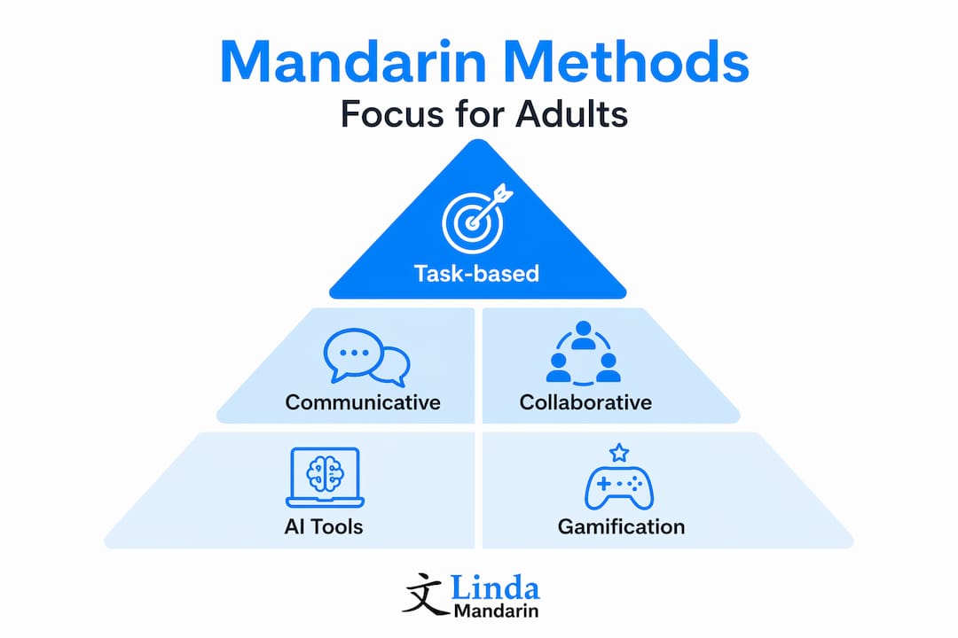 Infographic ranking Mandarin teaching methods for adults
