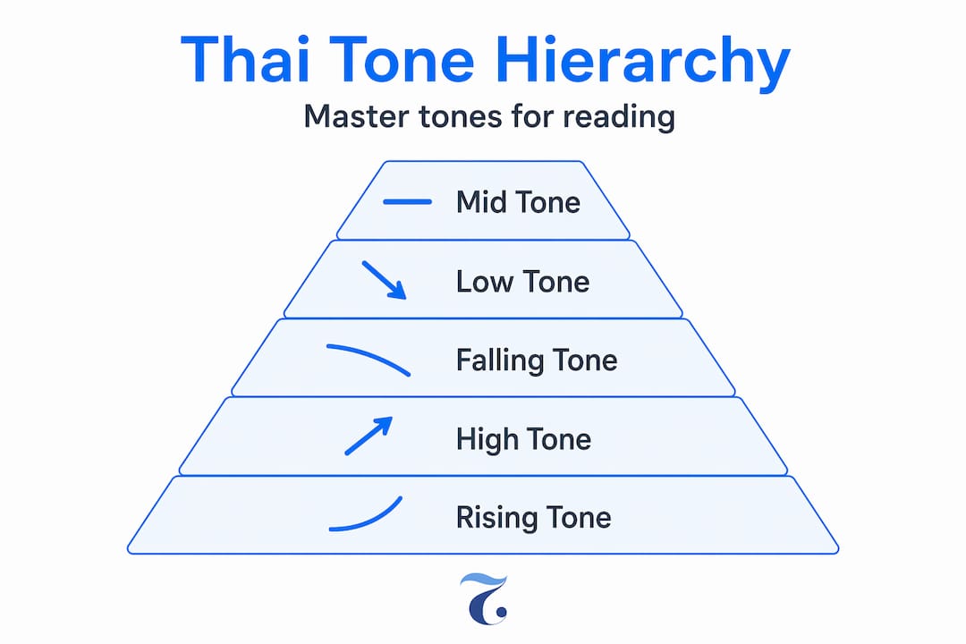 Infographic showing five Thai reading tones