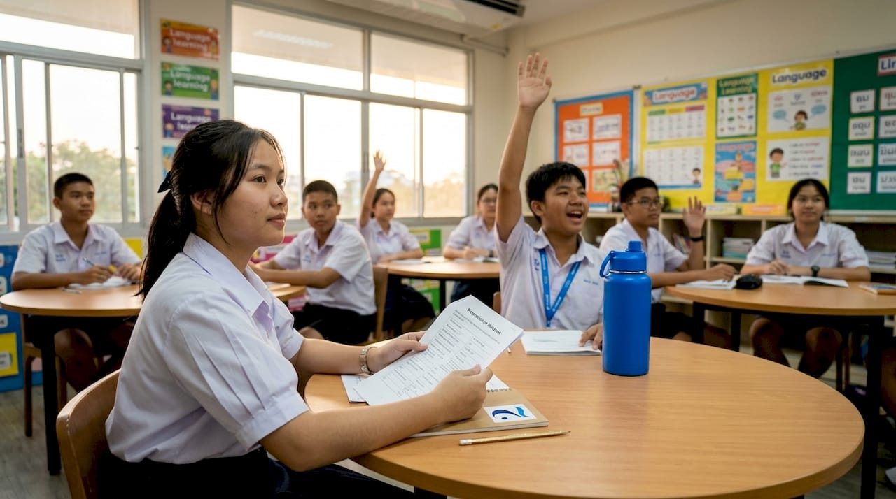 Thai students practicing English speaking