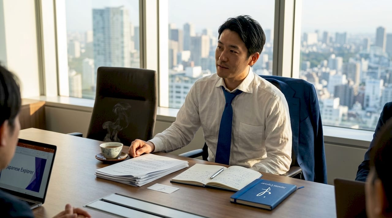 Japanese manager nodding attentively during meeting