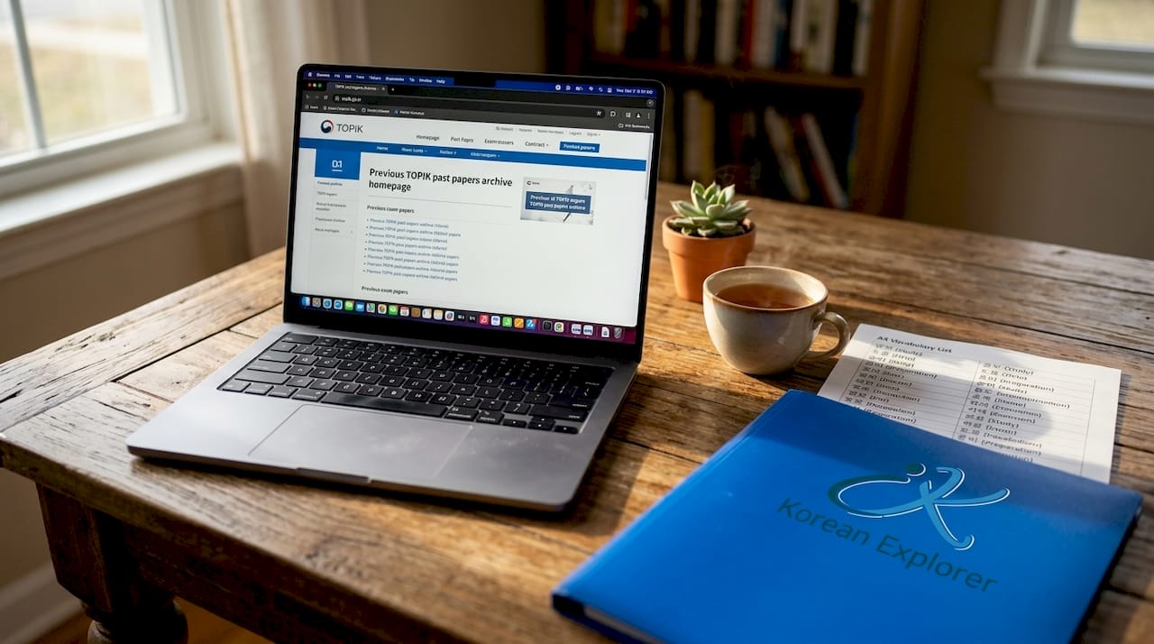 Laptop showing TOPIK official past paper website