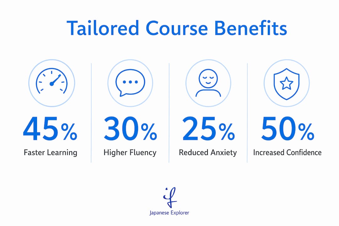 Infographic showing key benefits of tailored language courses