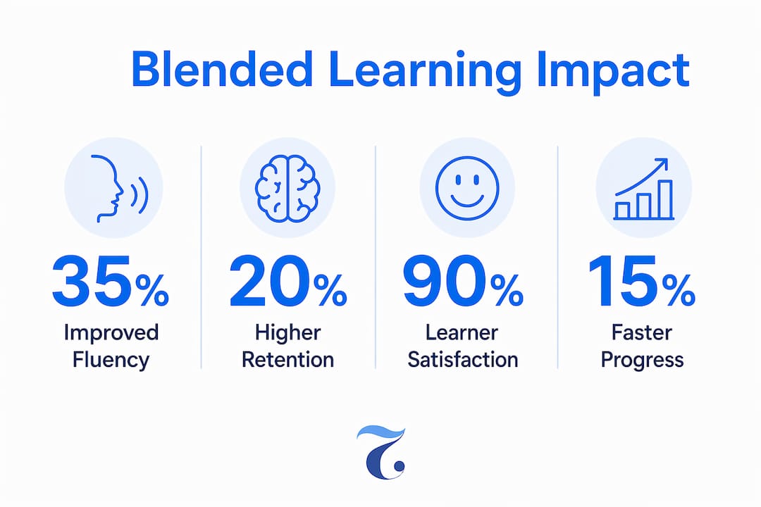 Infographic showing key statistics on blended Thai learning benefits