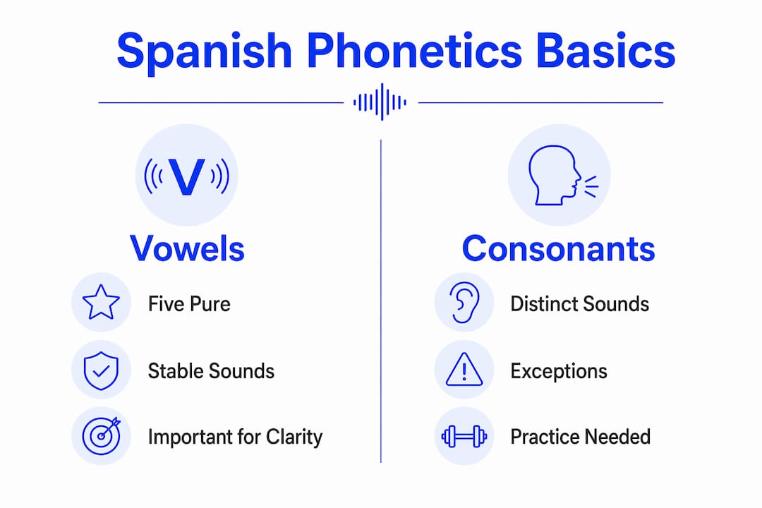 Infographic comparing Spanish vowels and consonants