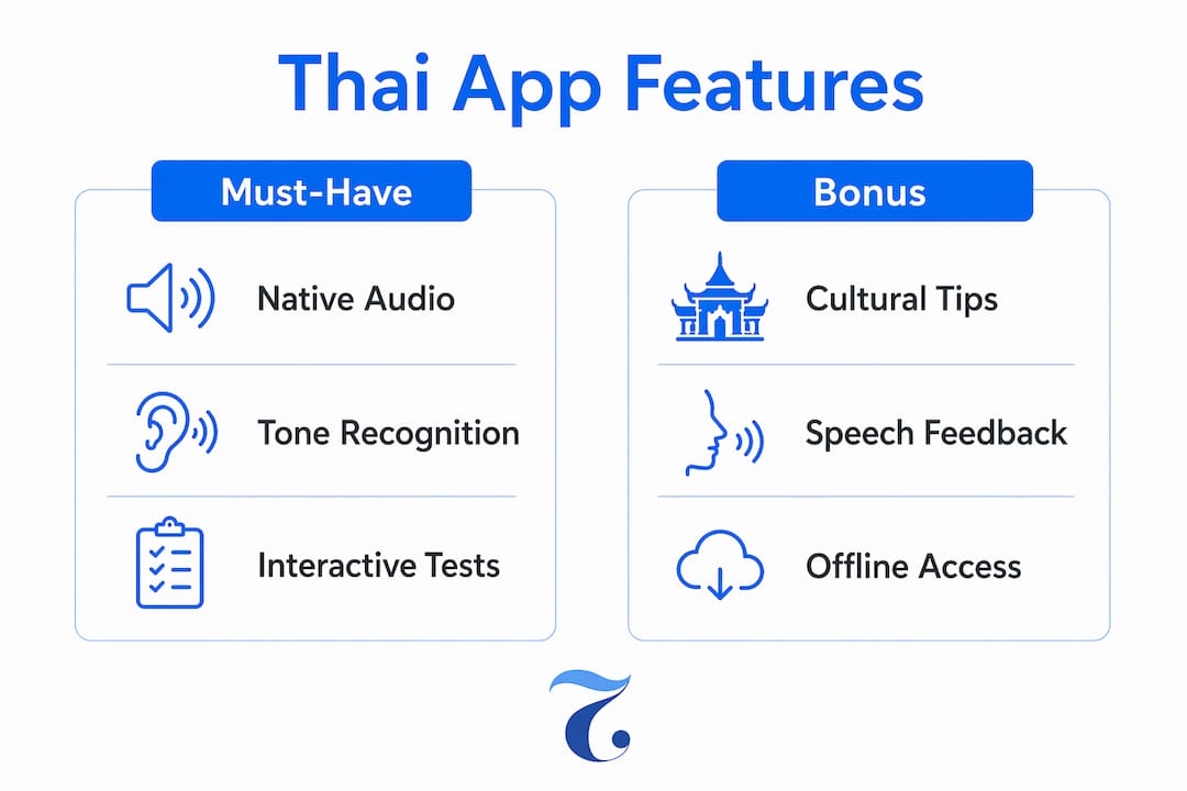 Infographic comparing Thai language app features